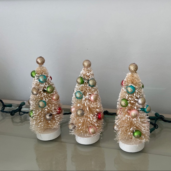 Source Unknown Other - Source Unknown ⭐️ Festive Bottle Brush Trees with Colorful Ornaments